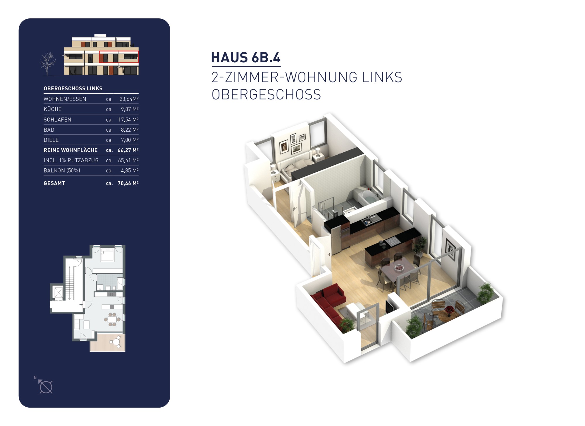 Großzügige 2-Zimmer-Wohnung mit offener Wohnküche und Balkon Grundriss-WE-6.B.4